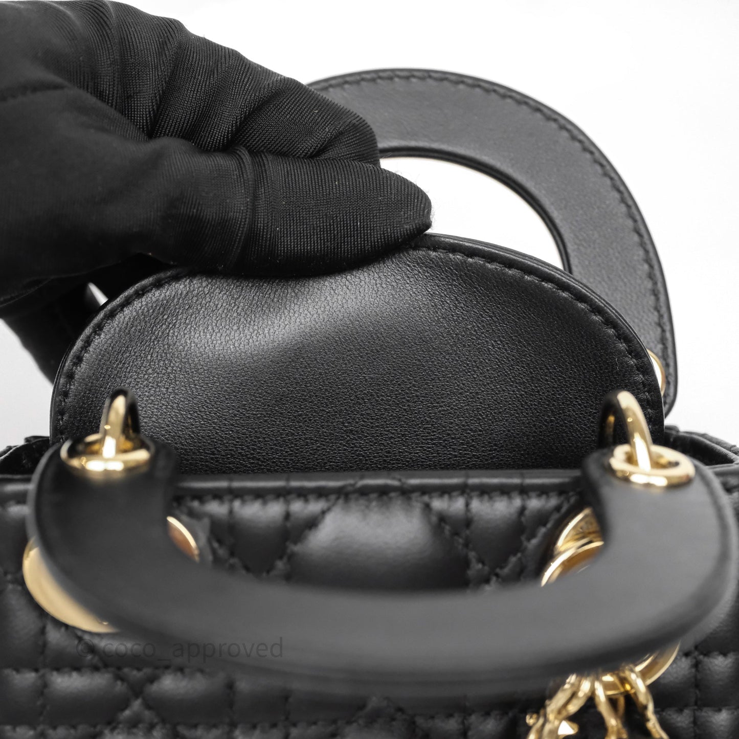 Christian Dior Micro Lady Dior Cannage Black Lambskin Gold Hardware