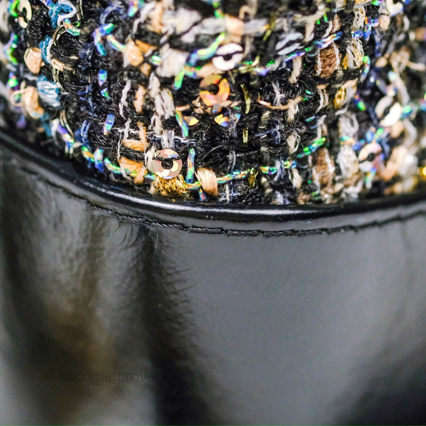 Chanel Large Gabrielle Tweed Green Black Calfskin
