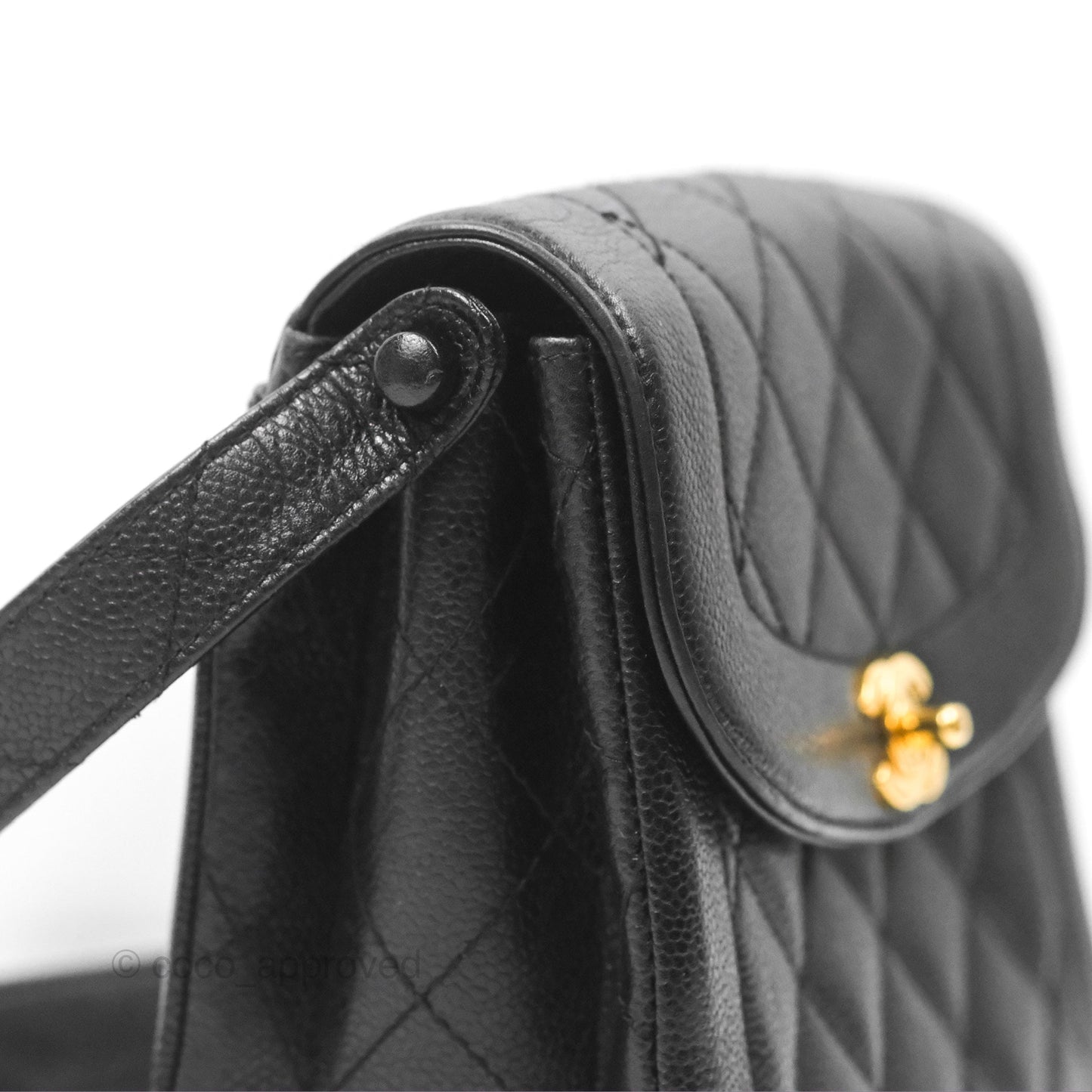 Chanel Shoulder Vintage Black Caviar 24K Gold Hardware