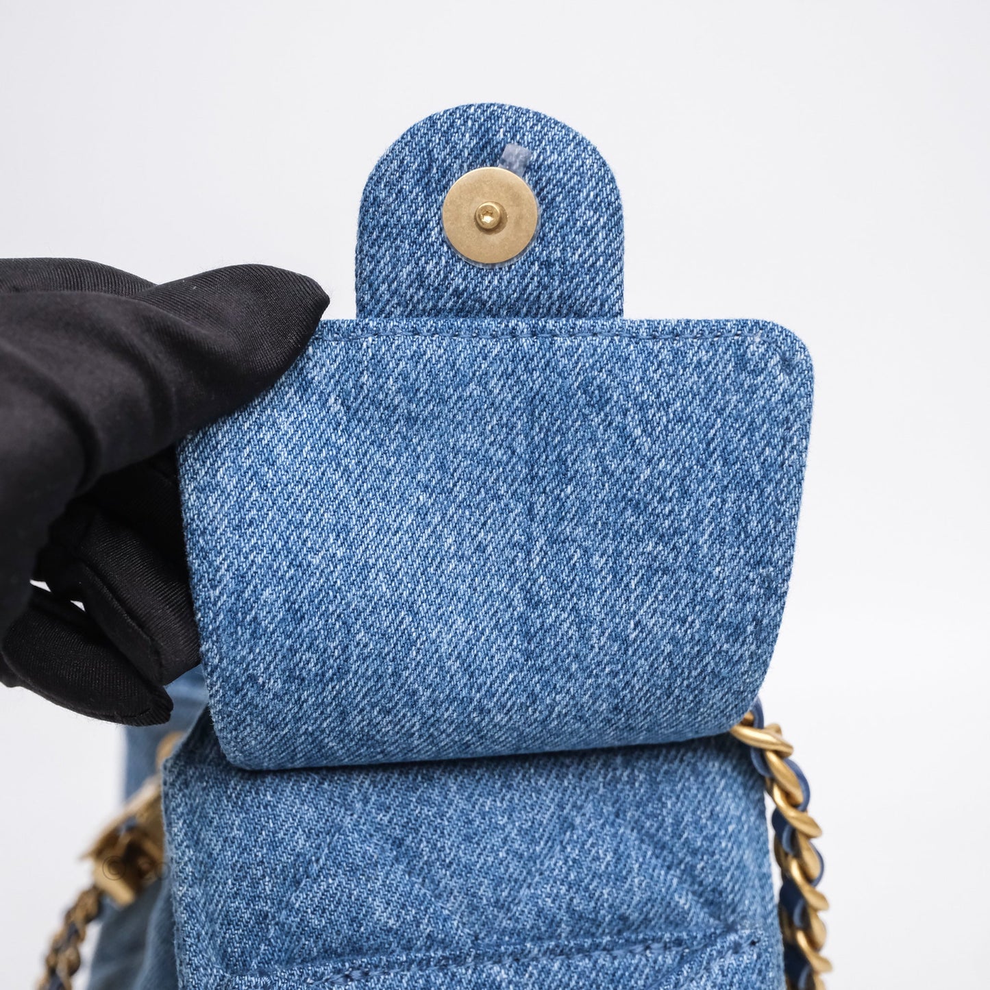 Chanel 25 Mini Washed Denim Aged Gold Hardware