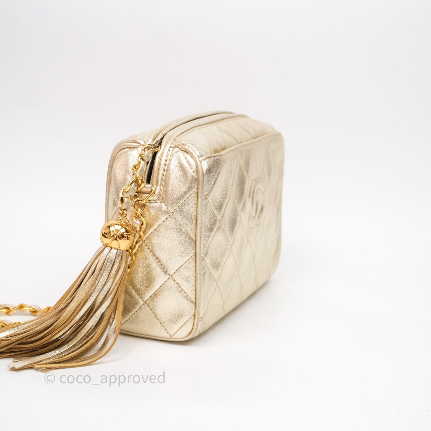 Chanel Vintage Camera Bag Gold Lambskin Gold Hardware