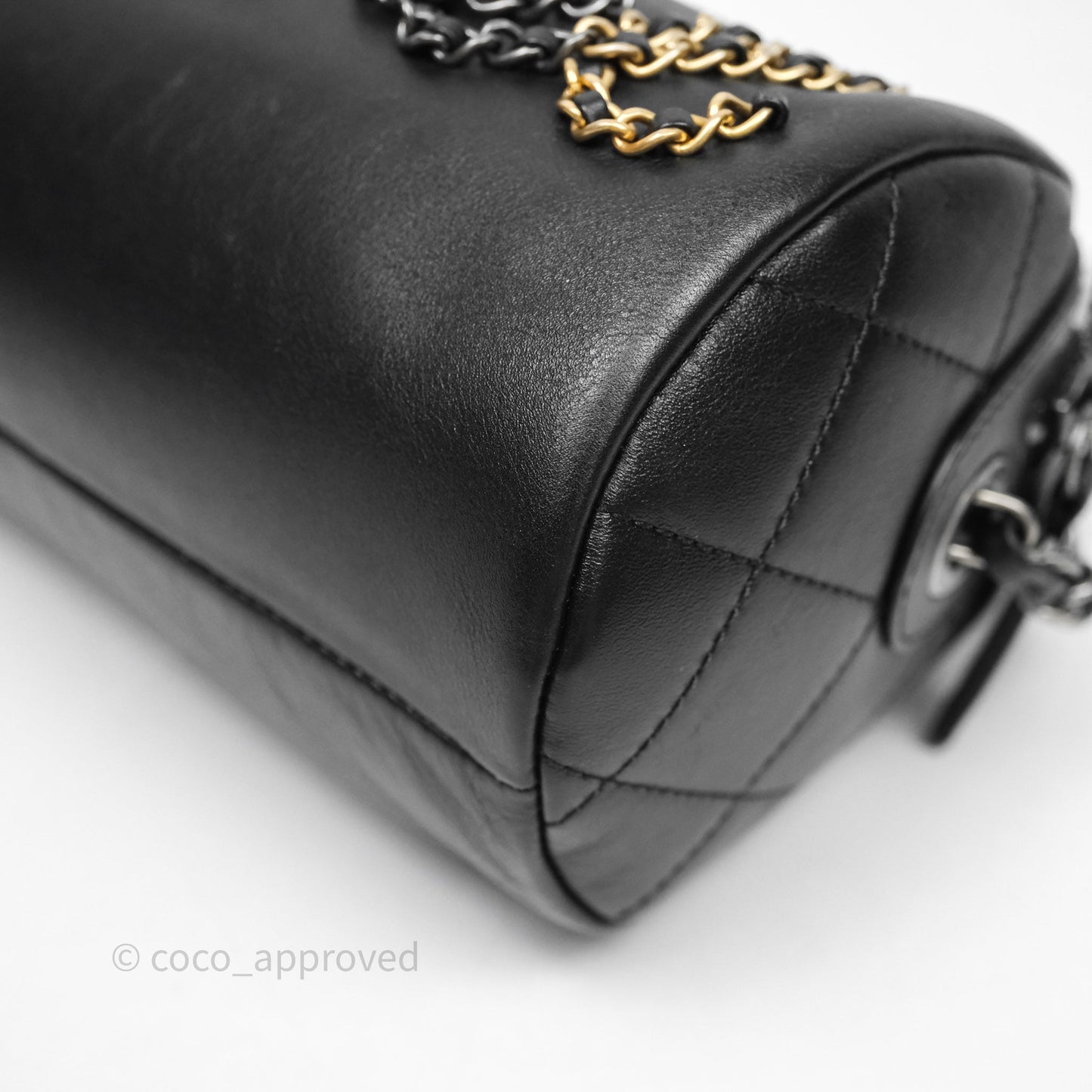 Chanel Logo Bowling Bag Black Calfskin Mixed Hardware