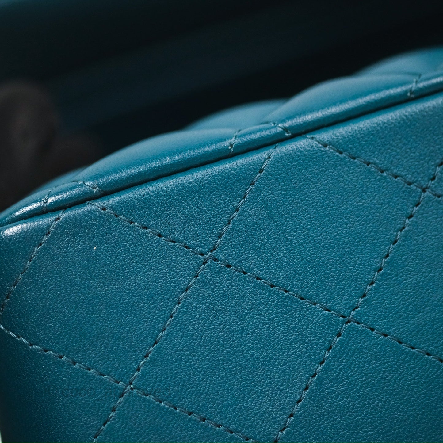 Chanel Classic M/L Medium Flap Quilted Teal Lambskin Silver Hardware