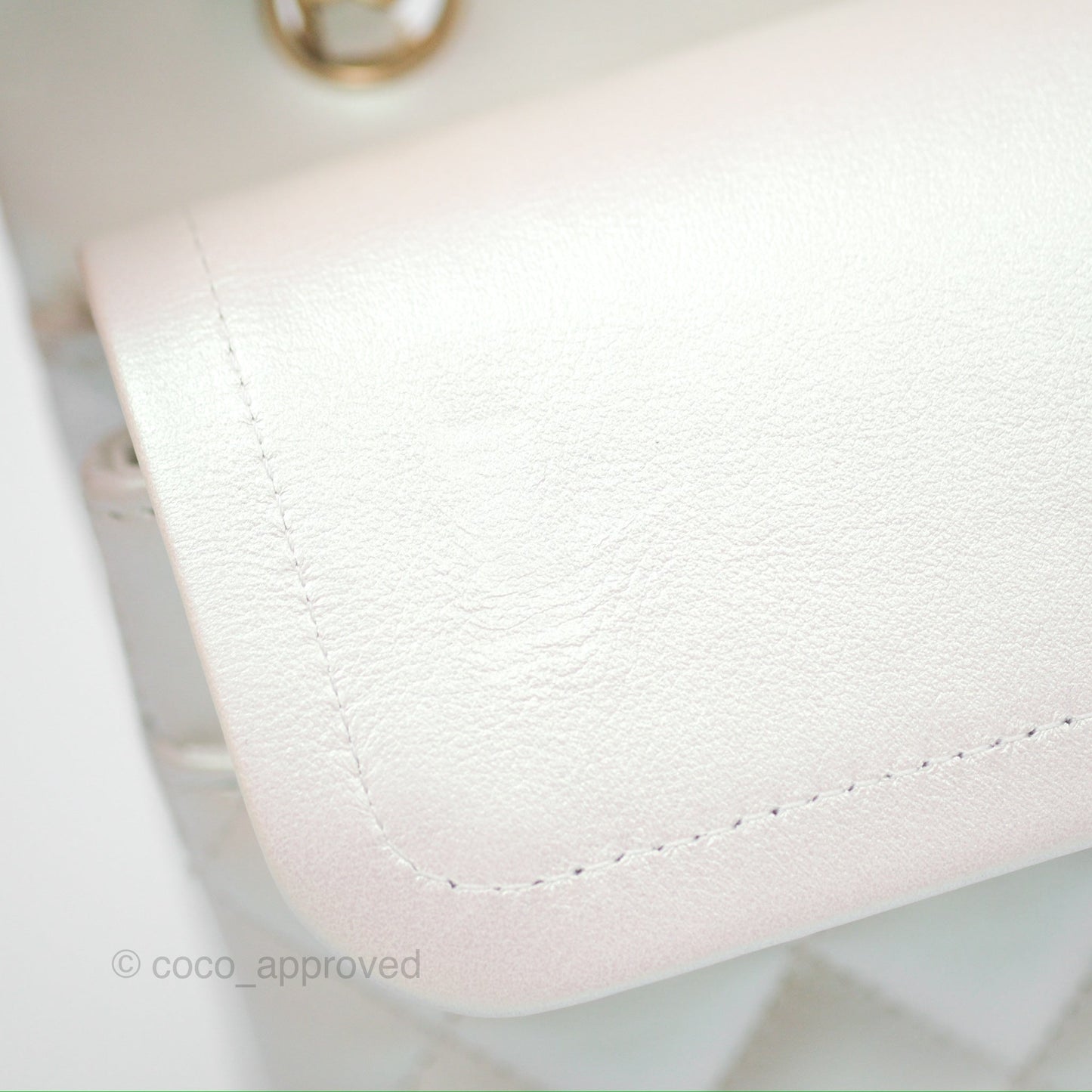Chanel Classic M/L Medium Double Flap Iridescent White Calfskin Gold Hardware