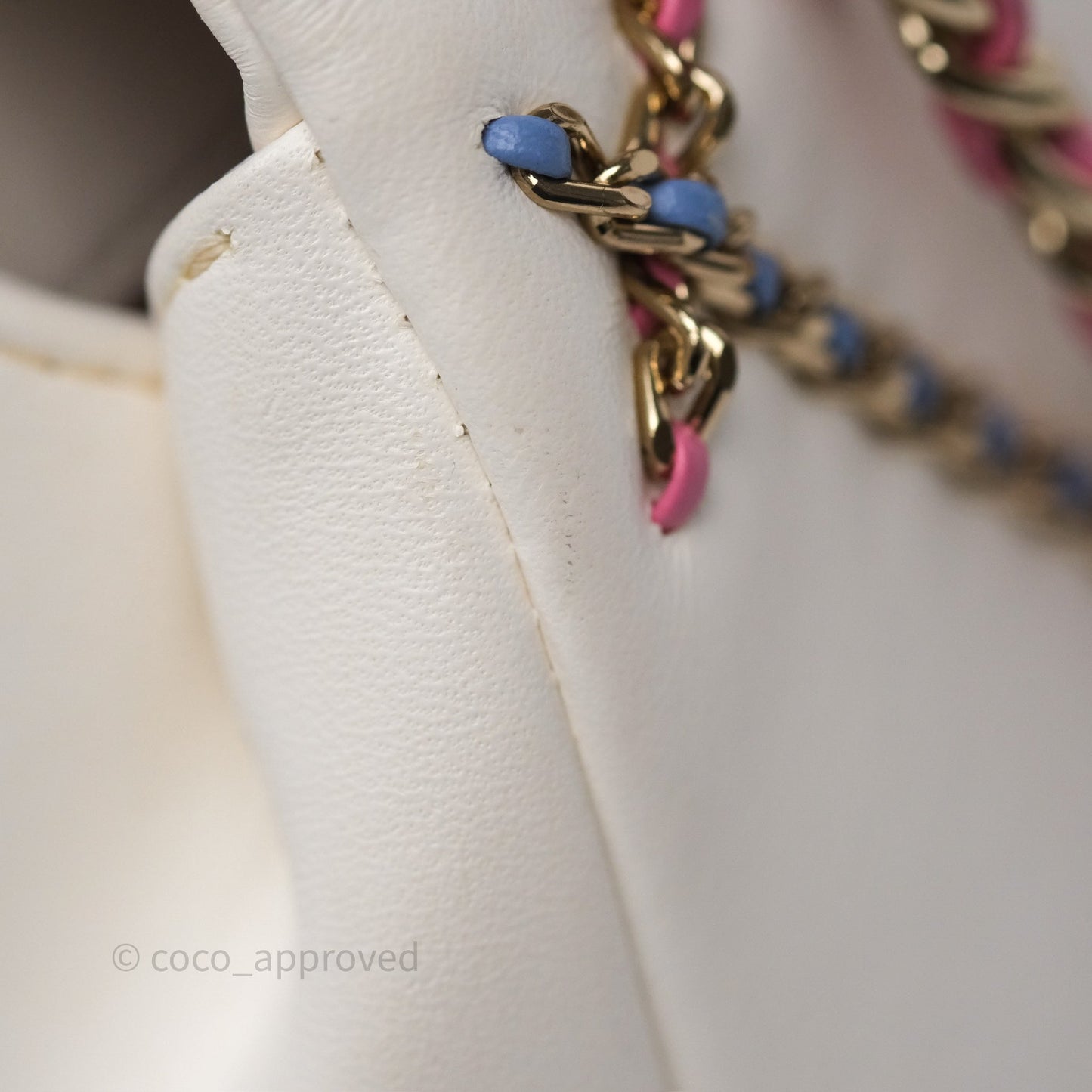 Chanel Small Entwined Chain Flap White Lambskin Gold Hardware