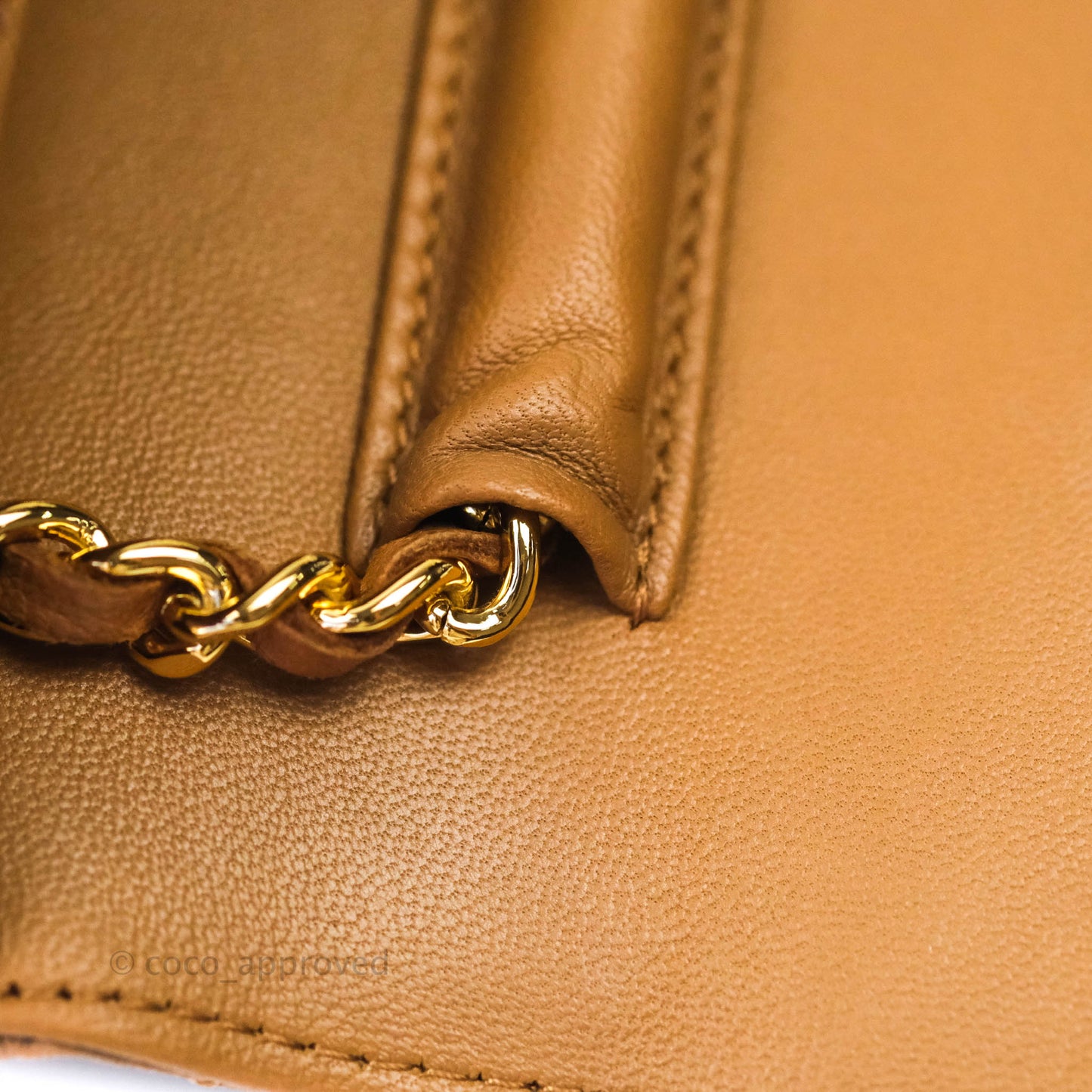 Chanel Quilted Wallet on Chain WOC Caramel Tan Lambskin Gold Hardware