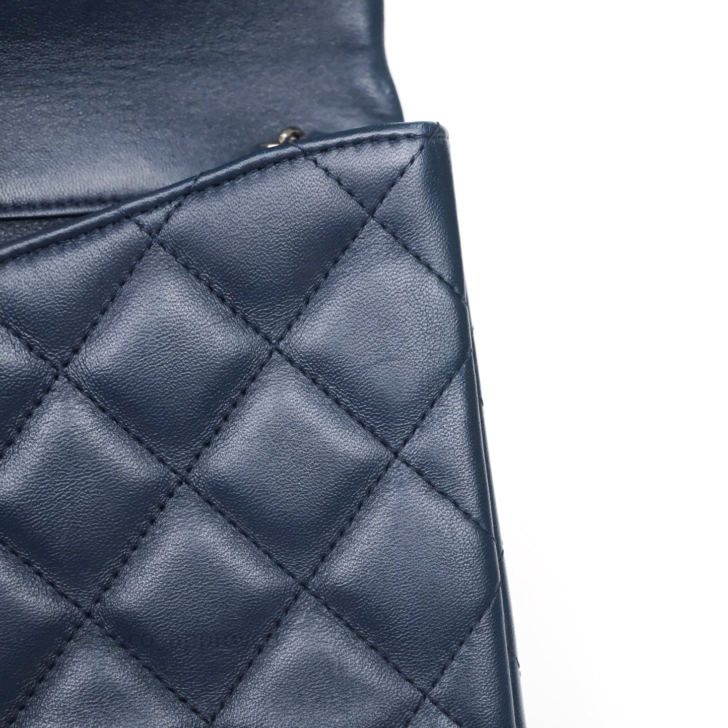 Chanel Quilted Clutch with Chain Lambskin Navy Gun Metal Hardware