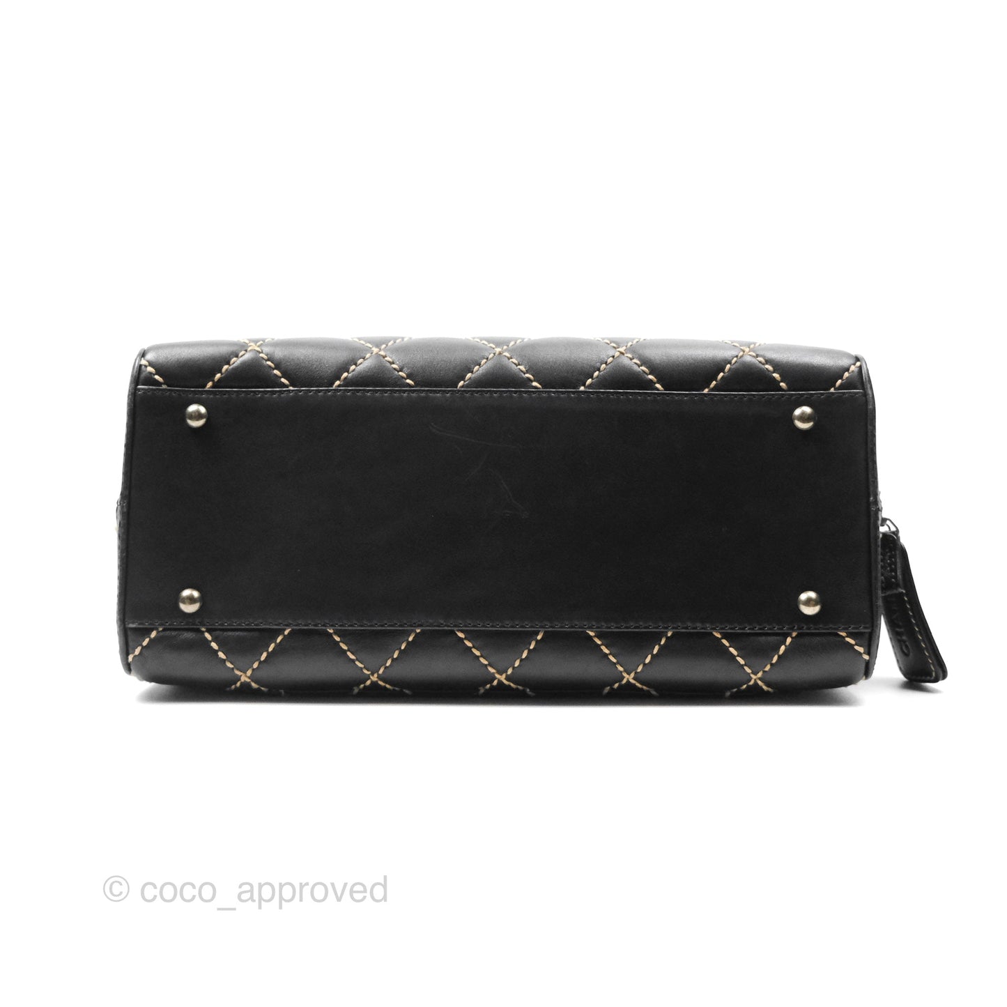 Chanel Vintage Wild Stitch Tote Bag Lambskin Black