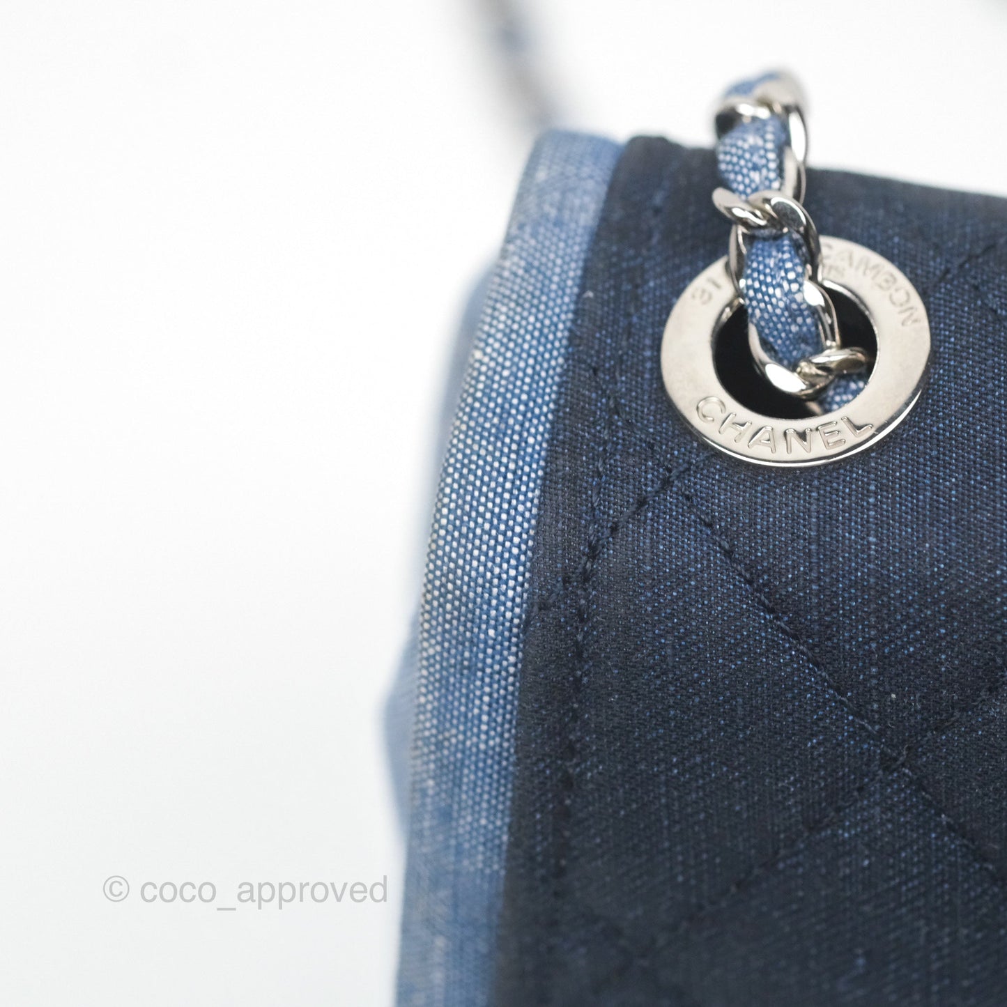 Chanel Quilted Mini Medallion Graphic Denim Blue Silver Hardware