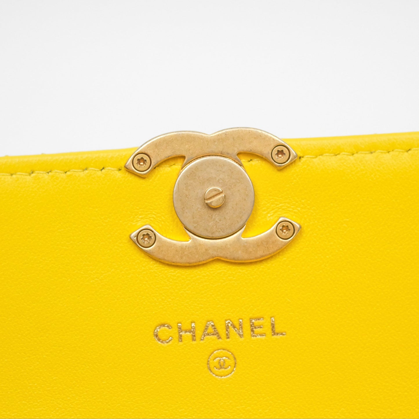 Chanel Lacquered Chain Mini WOC Yellow Lambskin