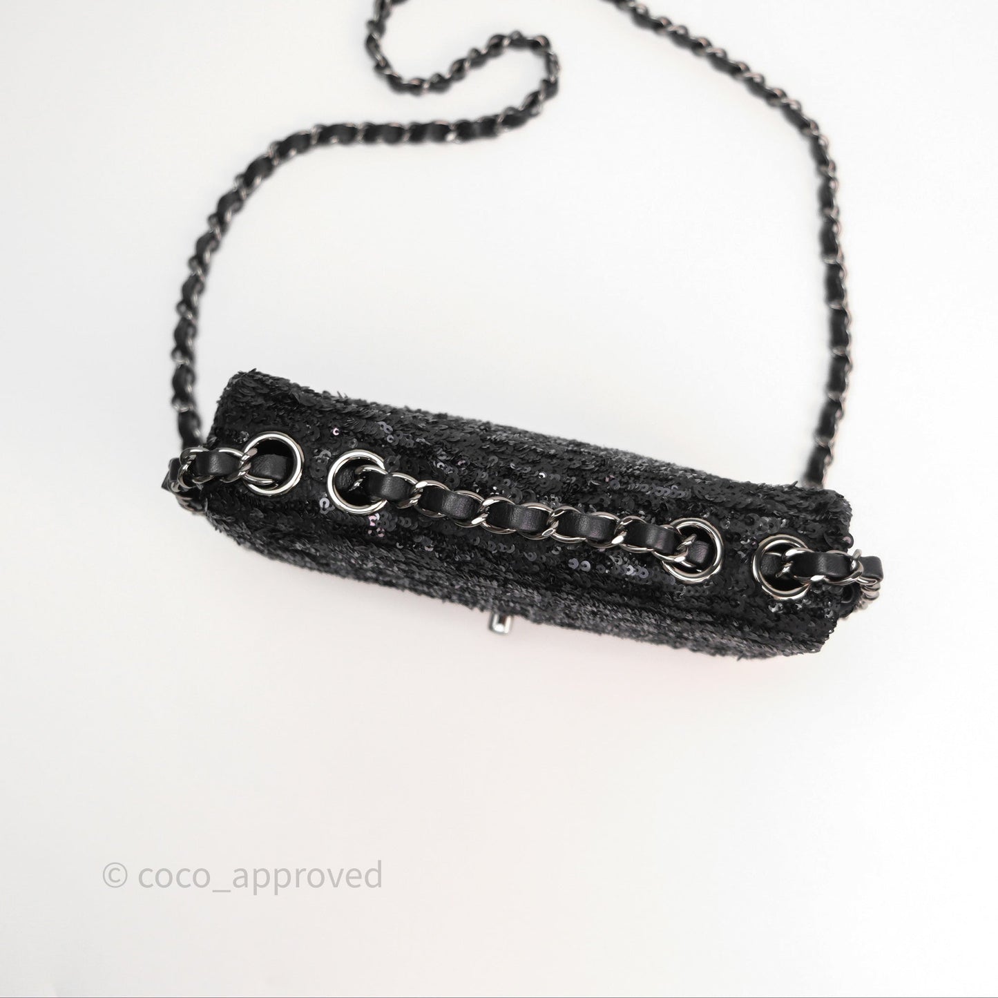 Chanel Mini Flap Bag Sequin Black/ Navy Gun Metal Hardware