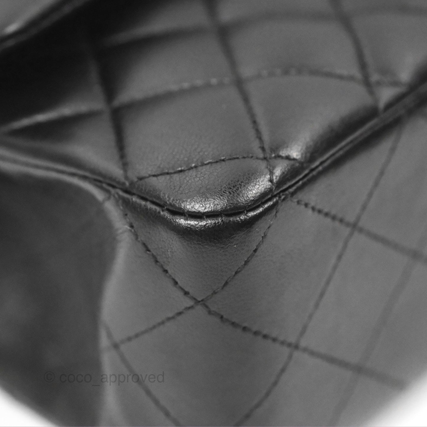 Chanel Classic M/L Medium Flap Quilted Black Lambskin Silver Hardware