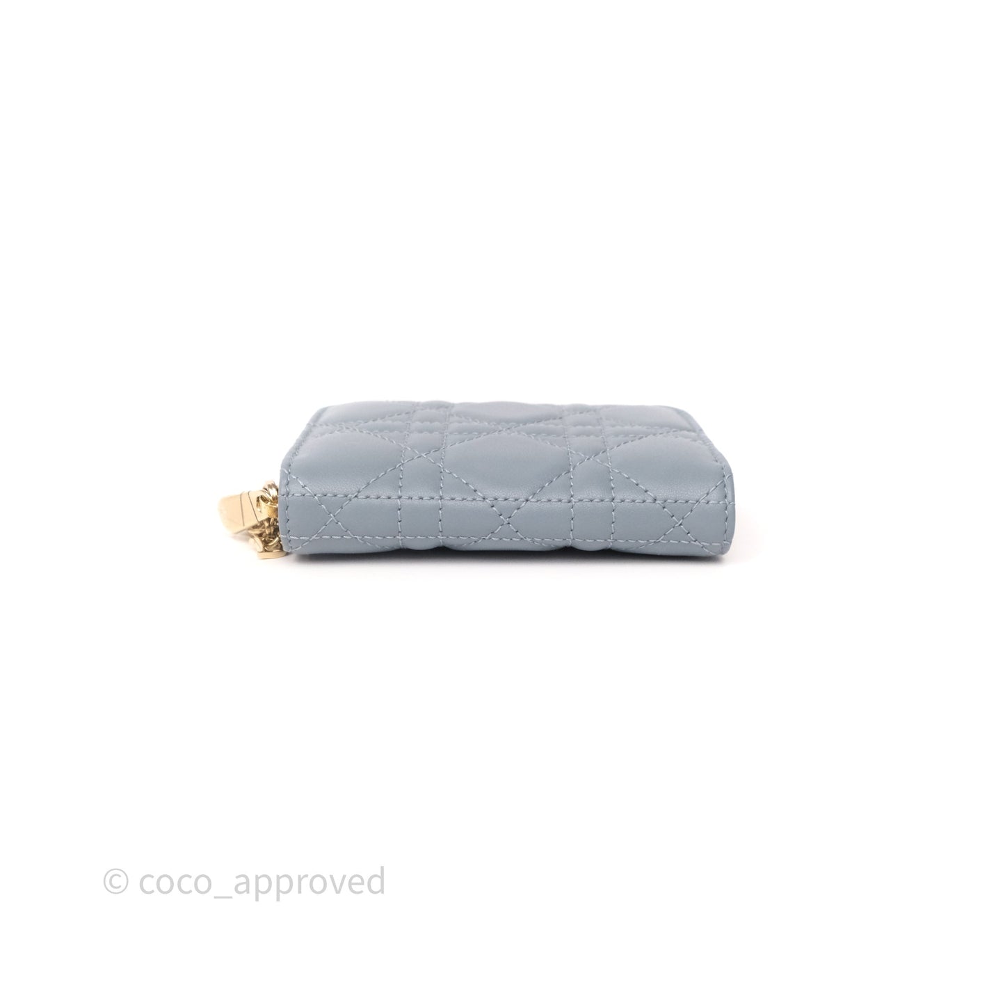 Dior Small Lady Dior Voyageur Coin Purse Cloud Blue Lambskin Cannage