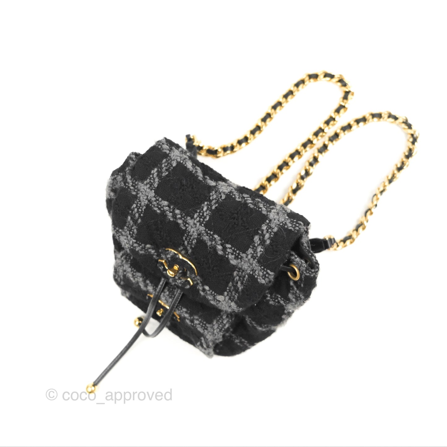 Chanel Duma Backpack Black Tweed Gold Hardware 22K