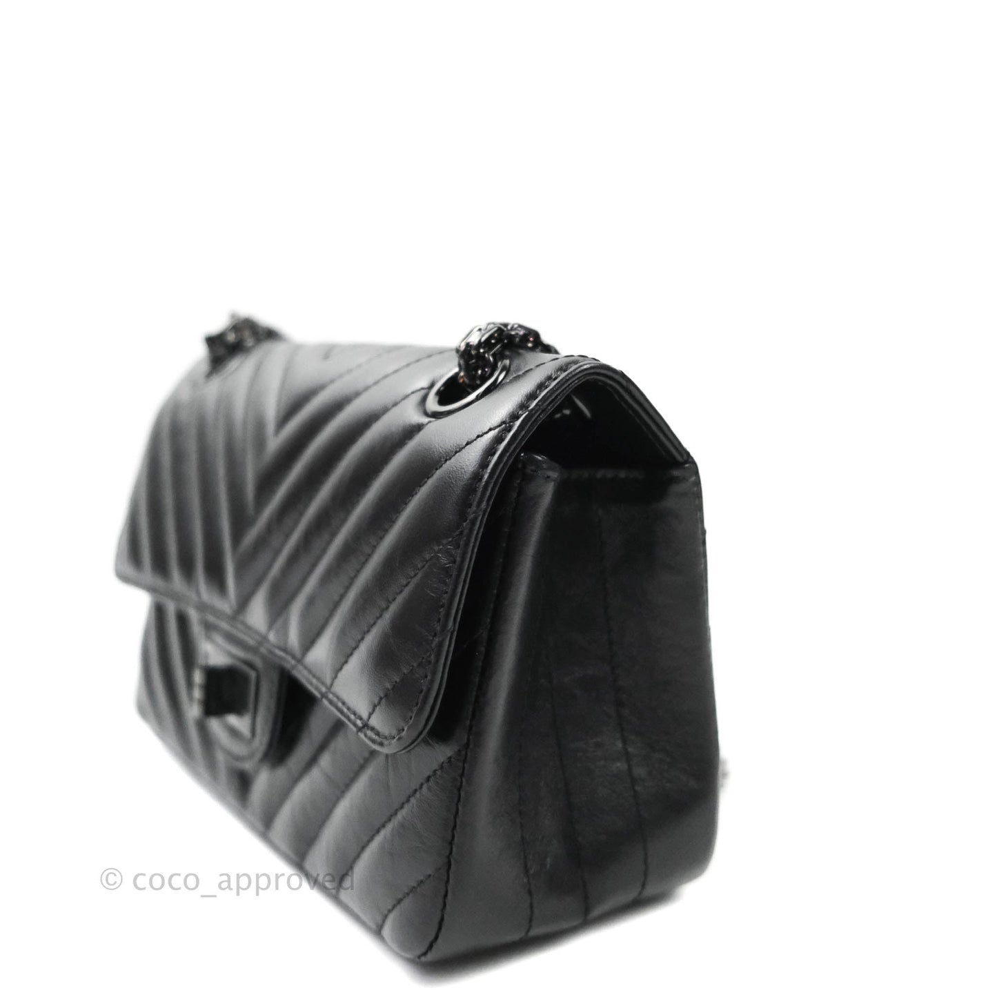 Chanel Mini Reissue 224 So Black Chevron Calfskin Black Hardware