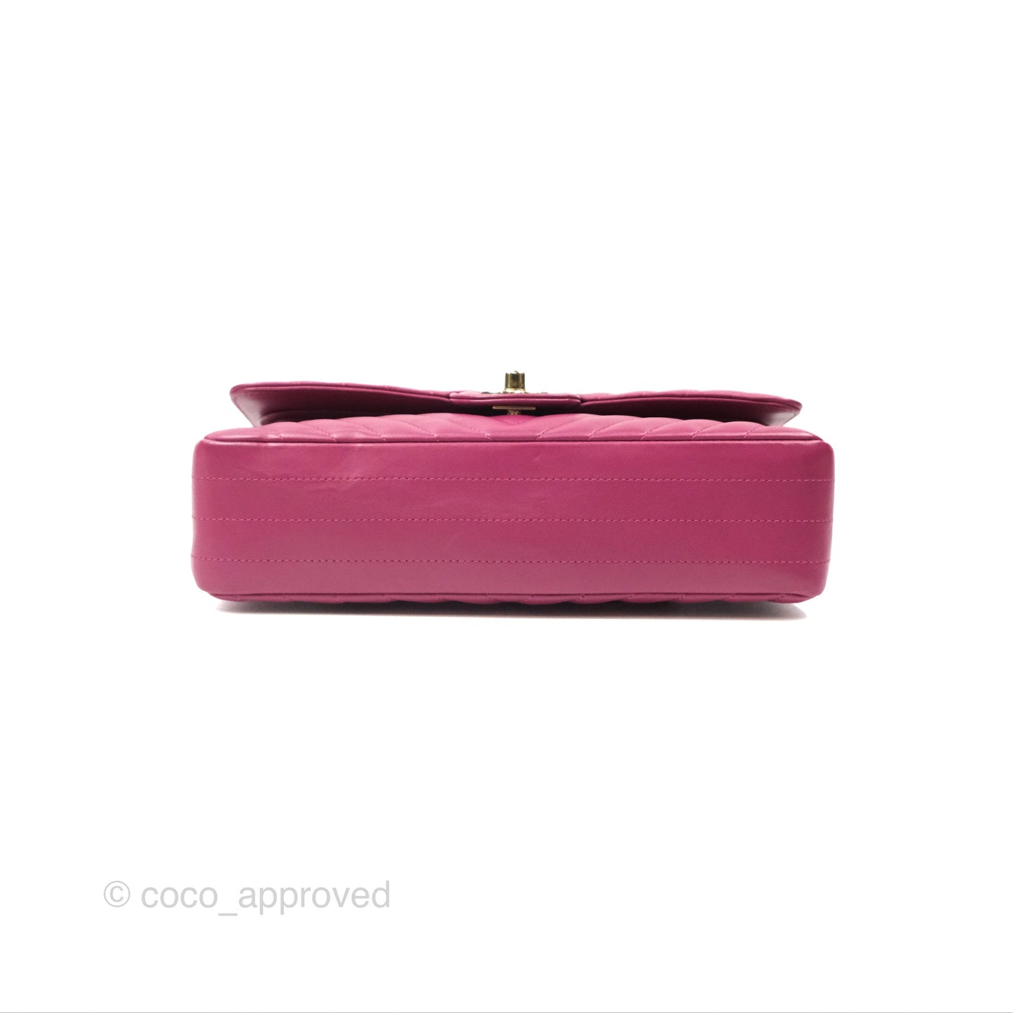 Chanel Medium Classic Flap Chevron Dark Plum Pink Lambskin Gold Hardware
