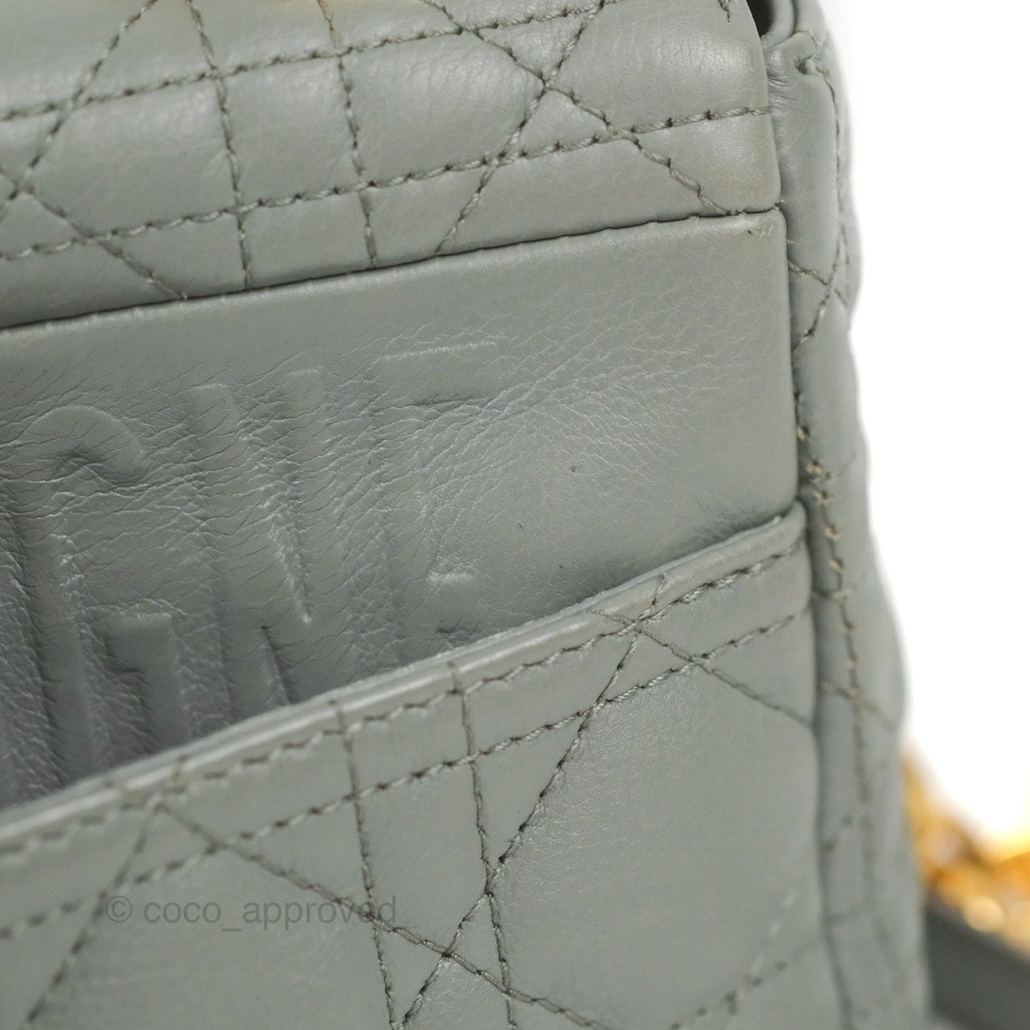 Dior Small Caro Bag Stone Gray Supple Cannage Calfskin