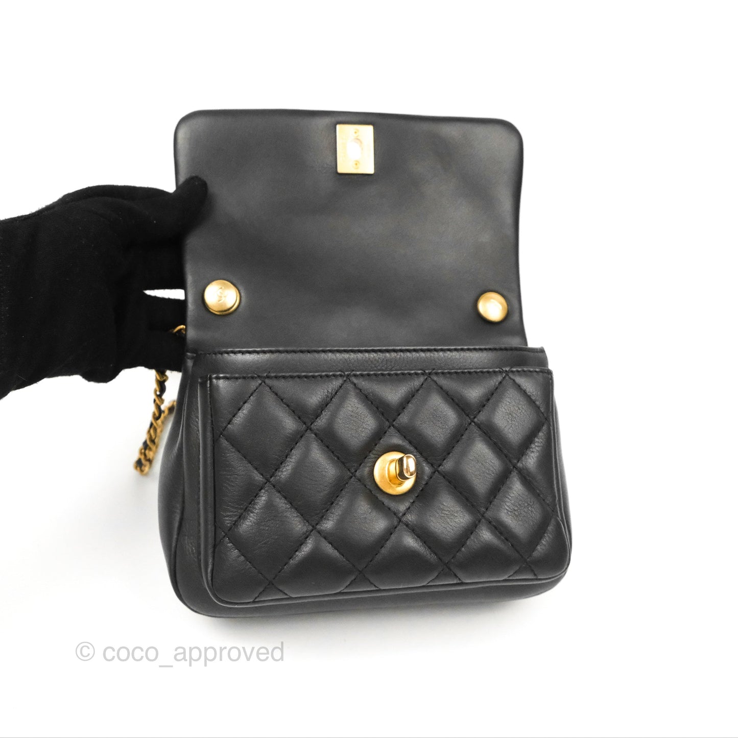 Chanel Small Day Trip Quilted Black Calfskin Gold Hardware