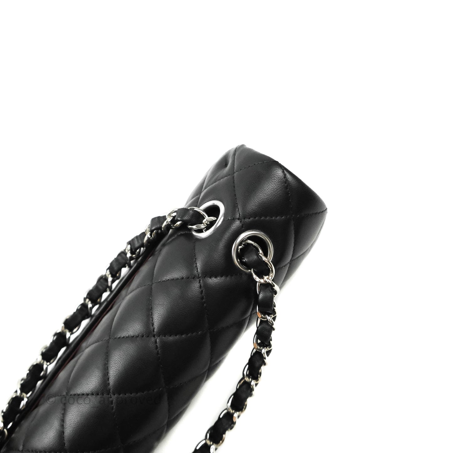 Chanel Classic M/L Medium Double Flap Black Lambskin Silver Hardware
