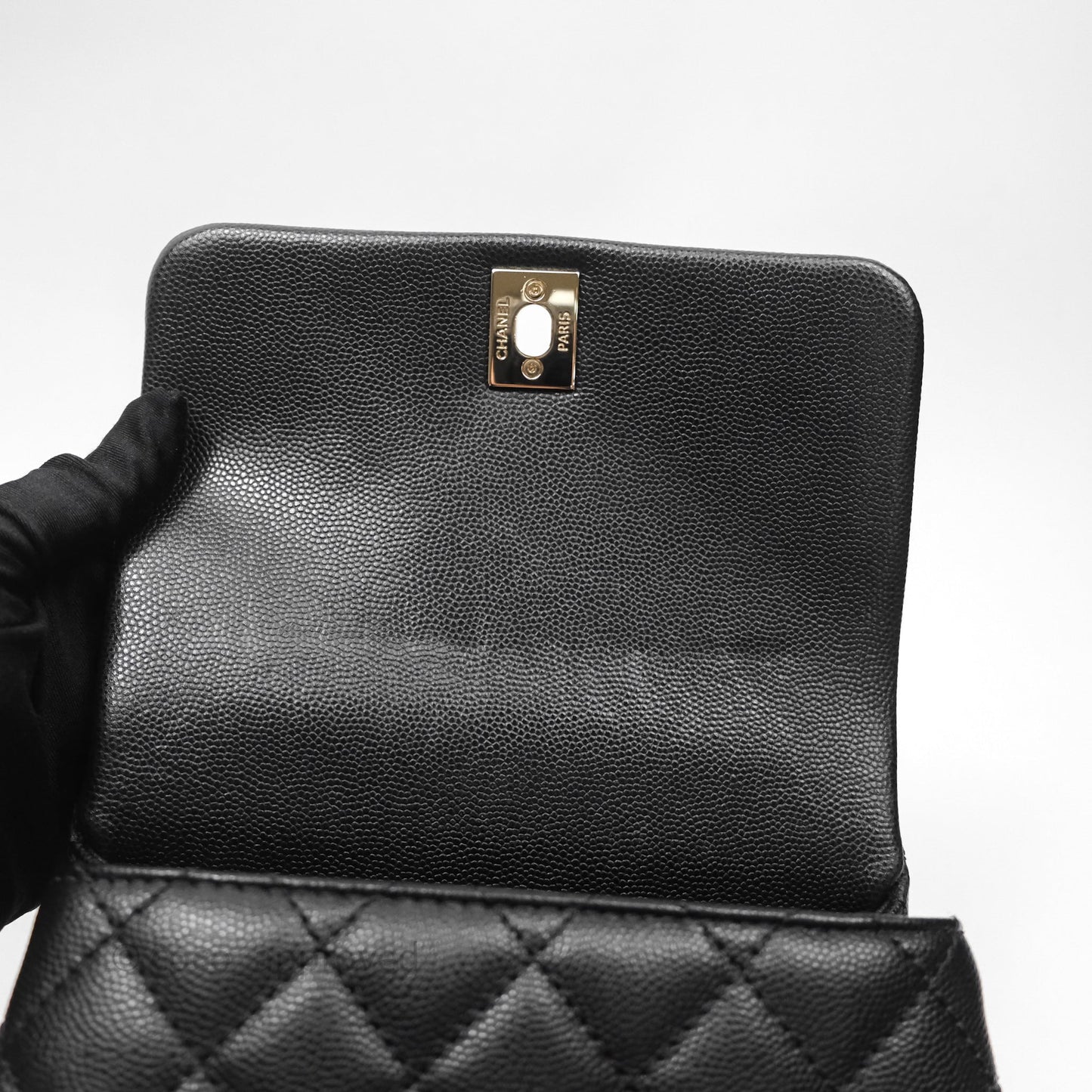Chanel Mini Coco Handle Quilted Black Caviar Gold Hardware