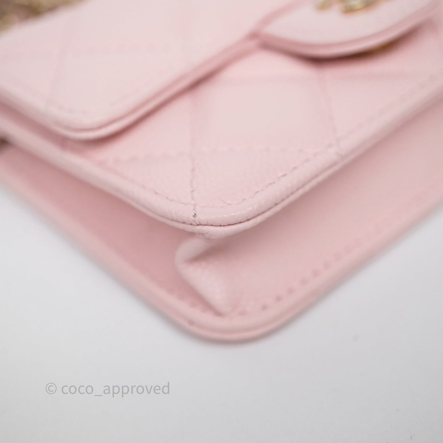 Chanel Mini Wallet With Chain Light Pink Caviar Gold Hardware