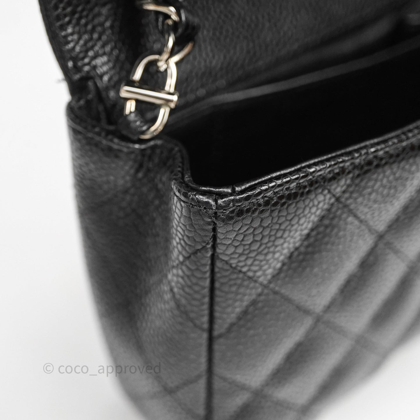 Chanel East West Flap Bag Black Caviar Silver Hardware