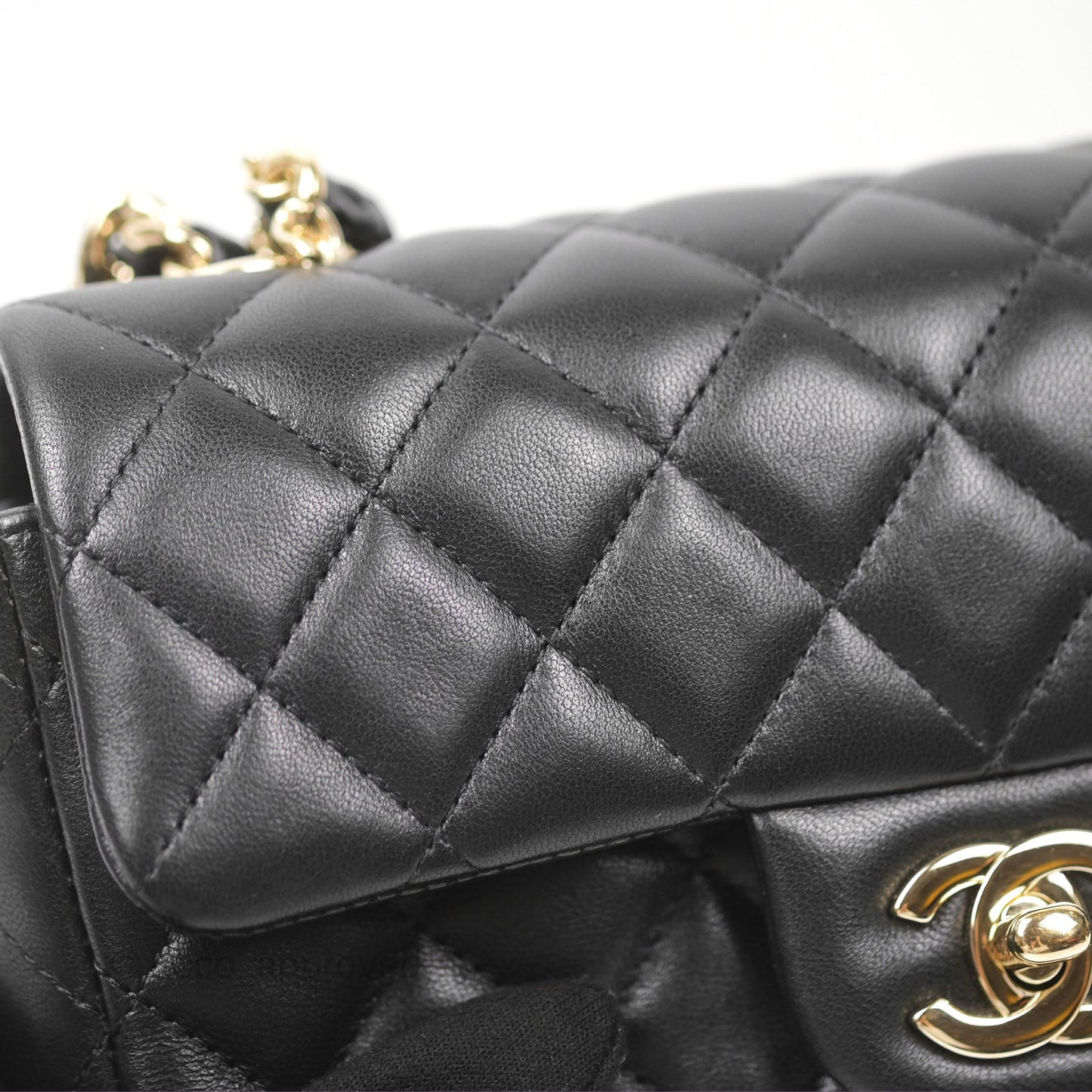 Chanel Quilted Mini Rectangular Flap With Charms Black Lambskin Gold Hardware 21C