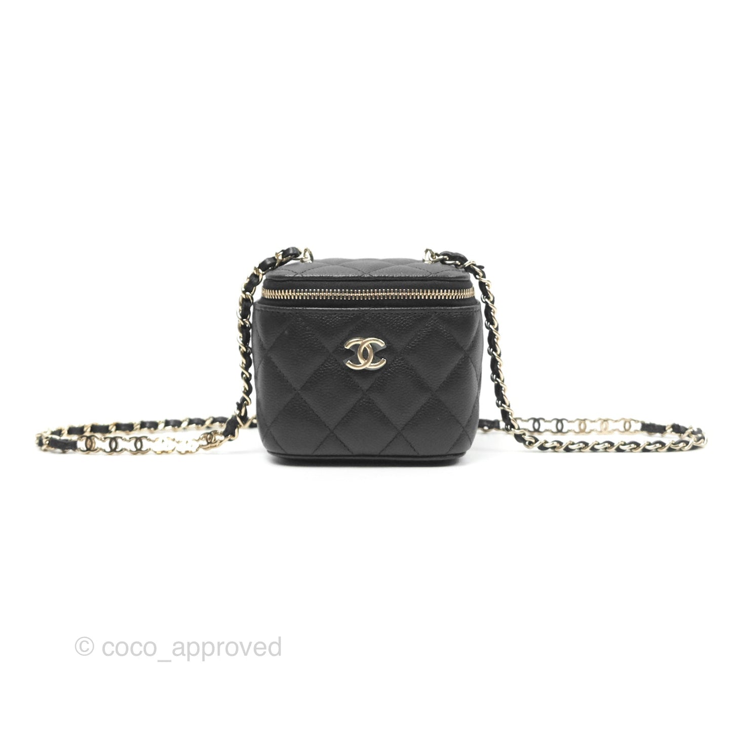 Chanel Mini Vanity With CC Chain Black Caviar Gold Hardware