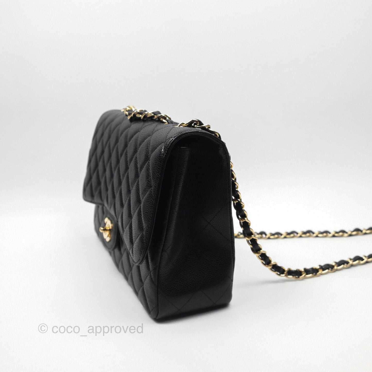 Chanel Jumbo Single Flap Black Caviar Gold Hardware