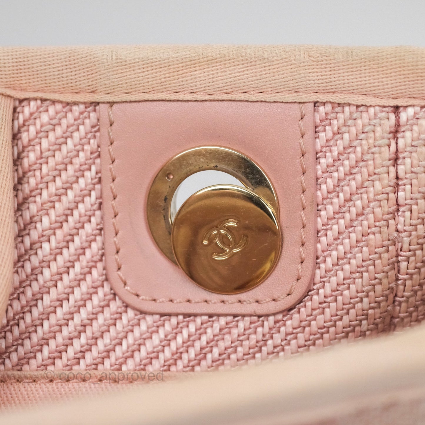 Chanel Small Vertical Deauville Canvas Pink Gold Hardware