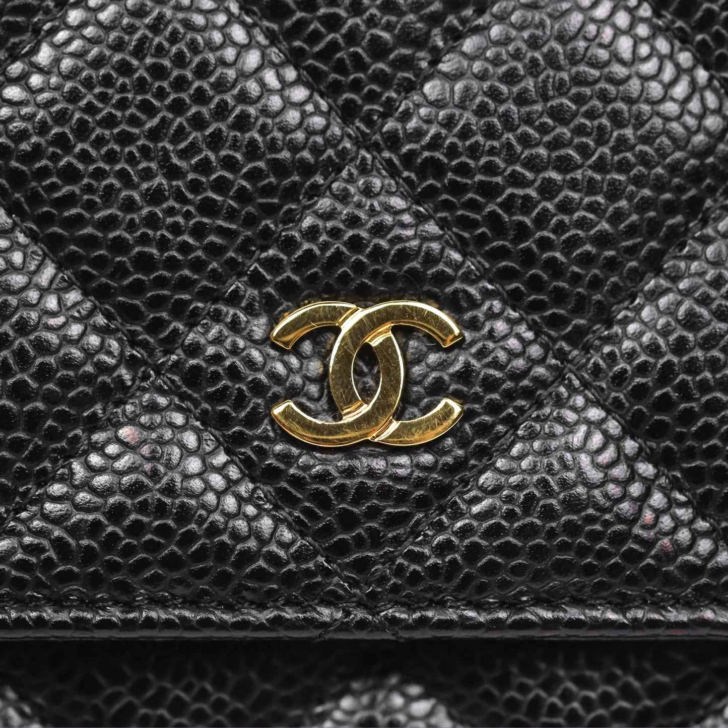 Chanel Classic Wallet On Chain WOC Quilted Black Caviar Gold Hardware