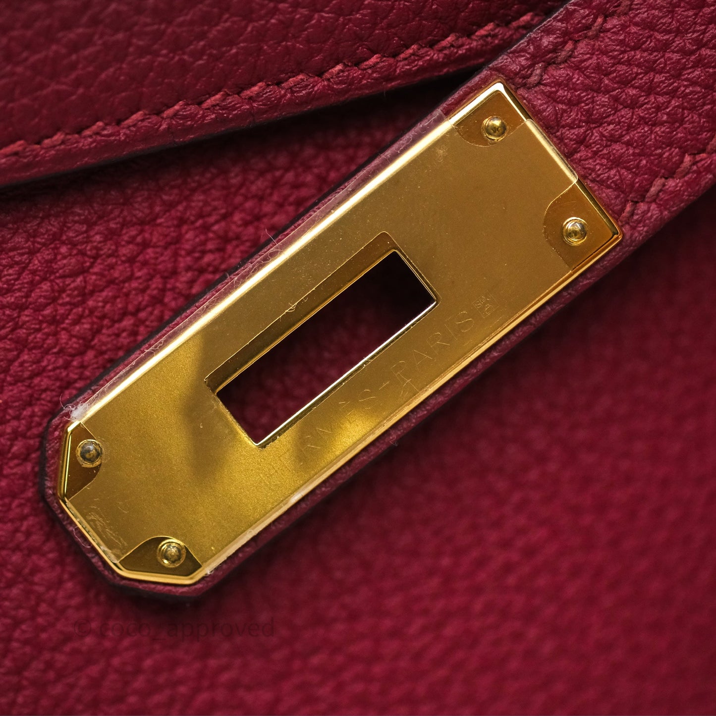 Hermès Kelly 32 Retourne Rouge Grenat K1 Togo Gold Hardware