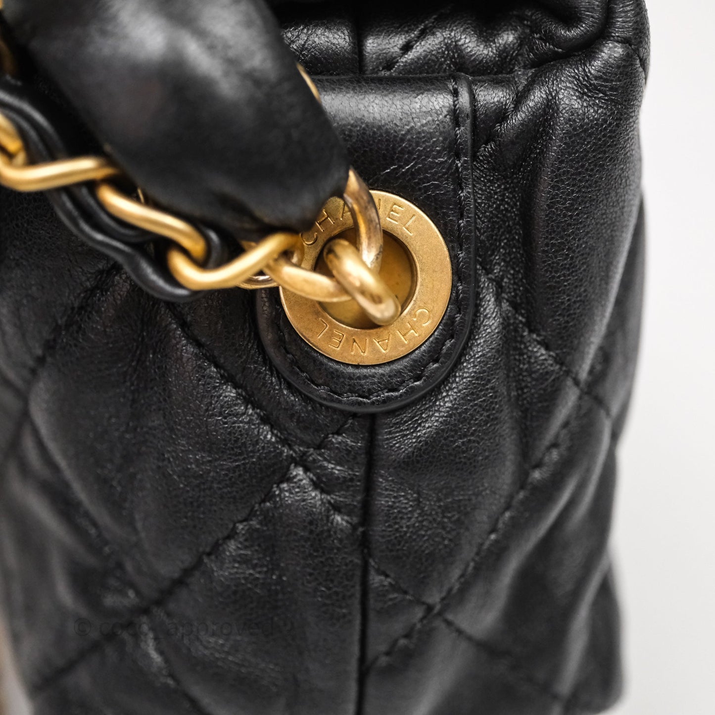 Chanel Small Hobo Bag Crumpled Black Lambskin Aged Gold Hardware