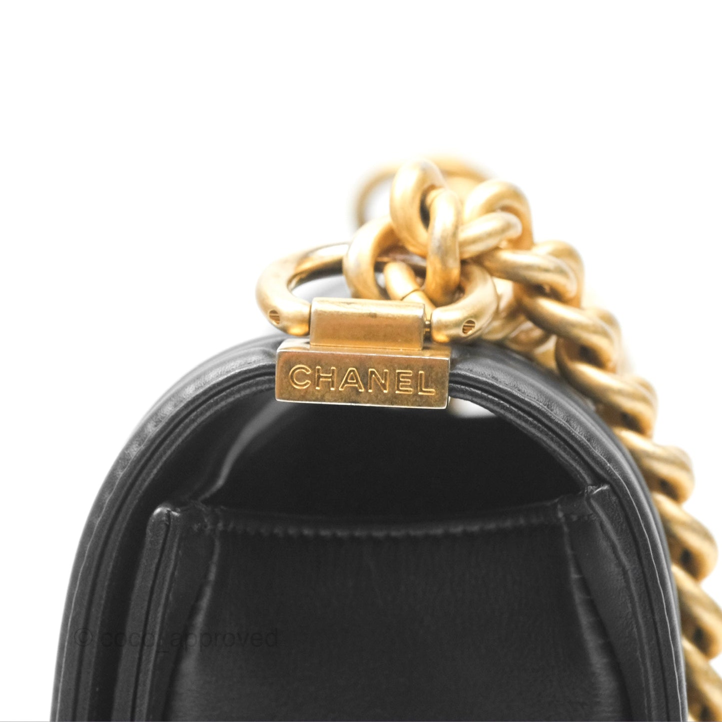 Chanel Quilted Medium Boy Black Calfskin Aged Gold Hardware