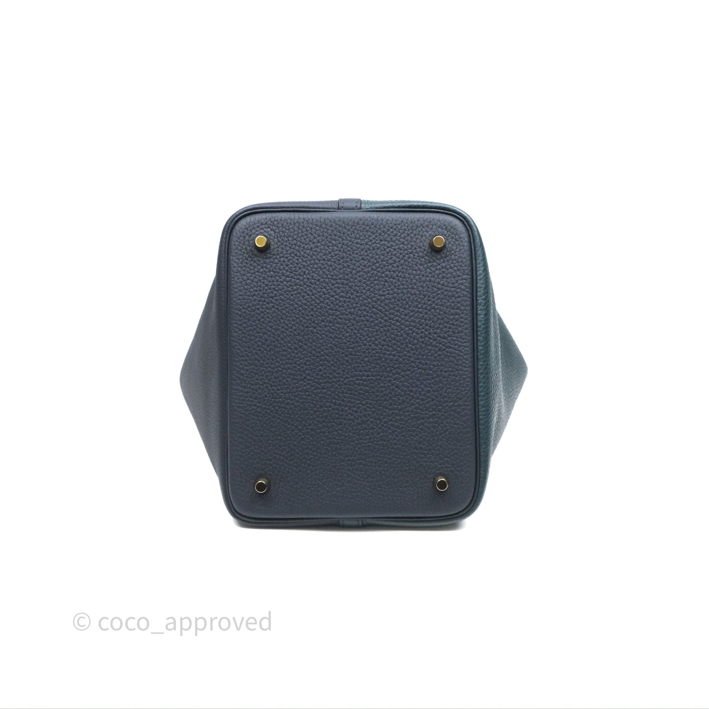 Hermès Picotin Lock 22 Casaque Vert Cyprès 6O/ Bleu Nuit 2Z/ Black Noir 89 Clemence Gold Hardware