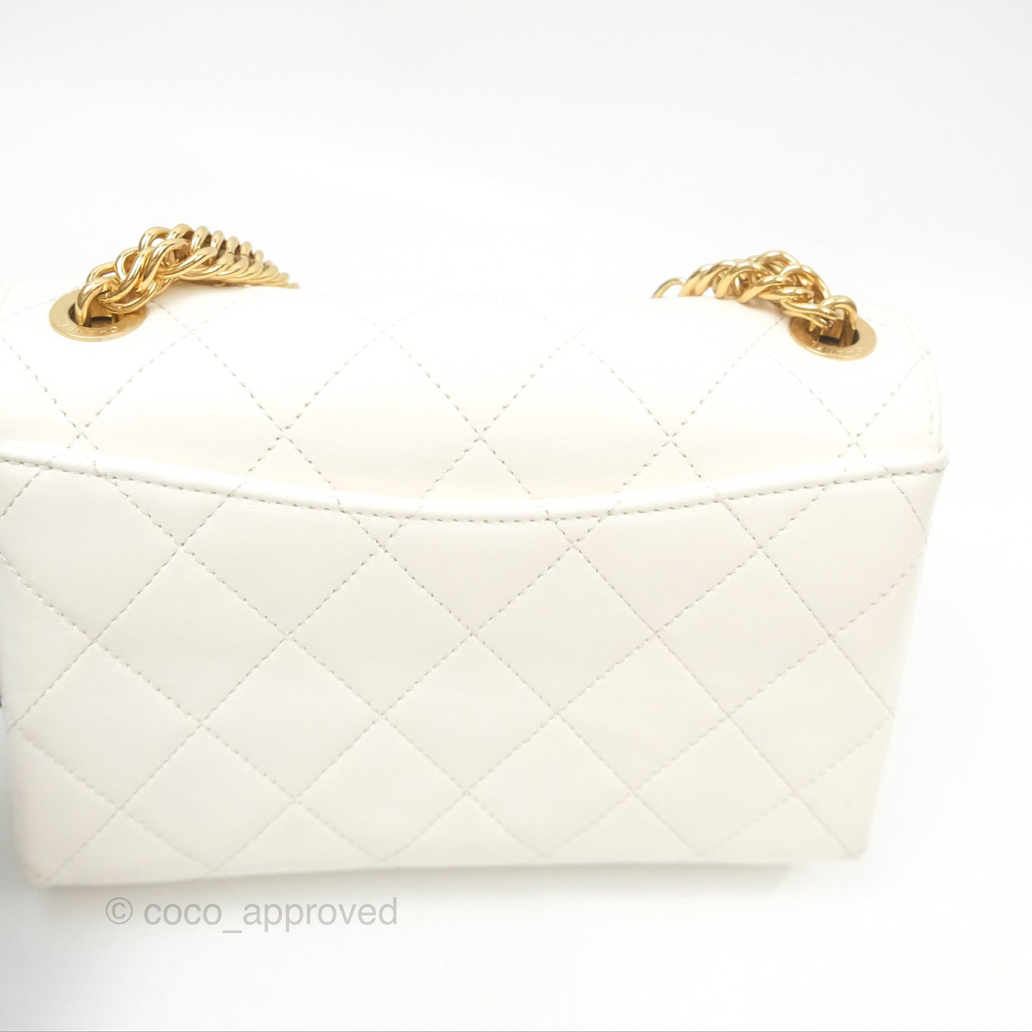 Chanel Mini Flap Bag with Enamel Charm Chain White Lambskin Gold Hardware