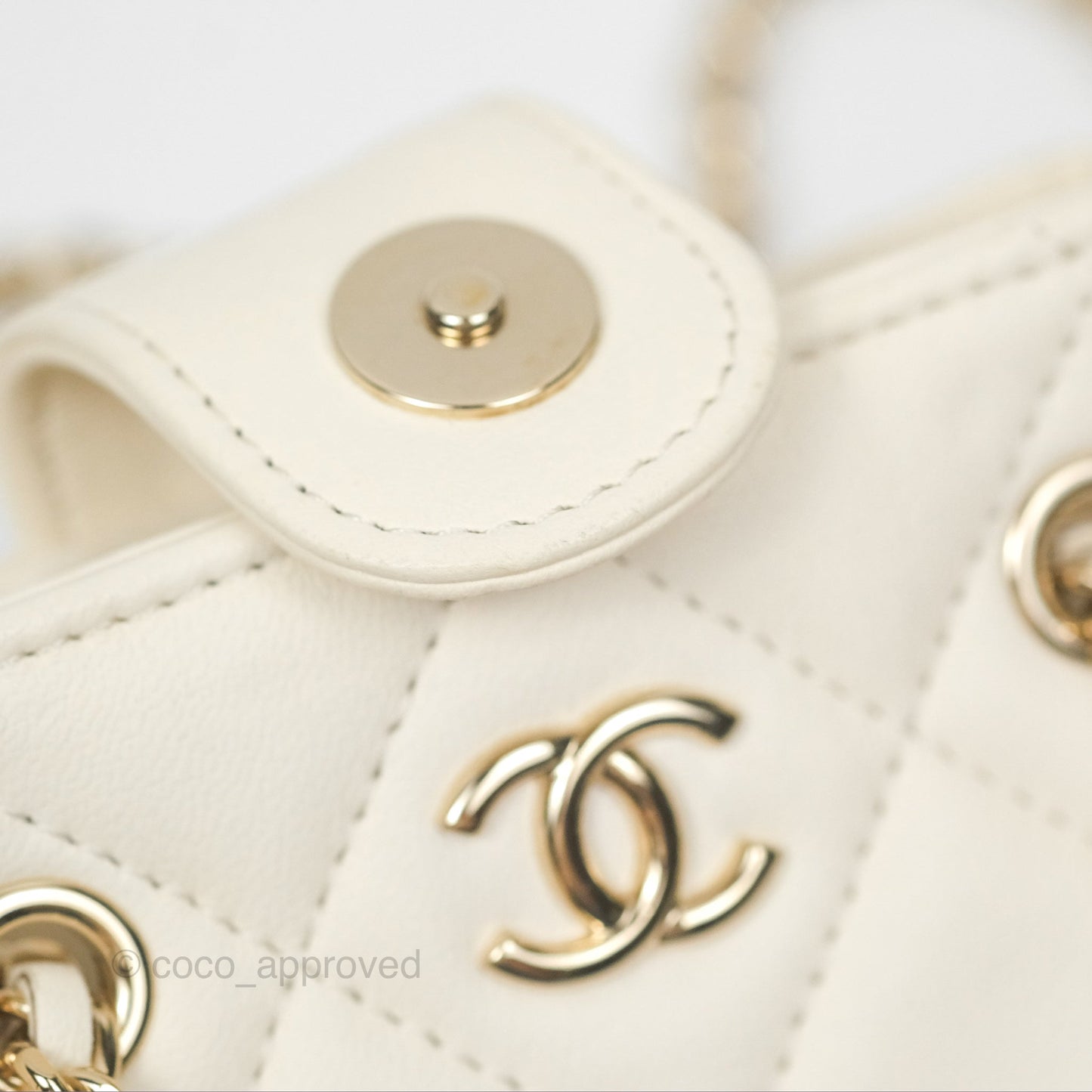 Chanel Mini Square Clutch with Chain Ivory Lambskin Gold Hardware 22C