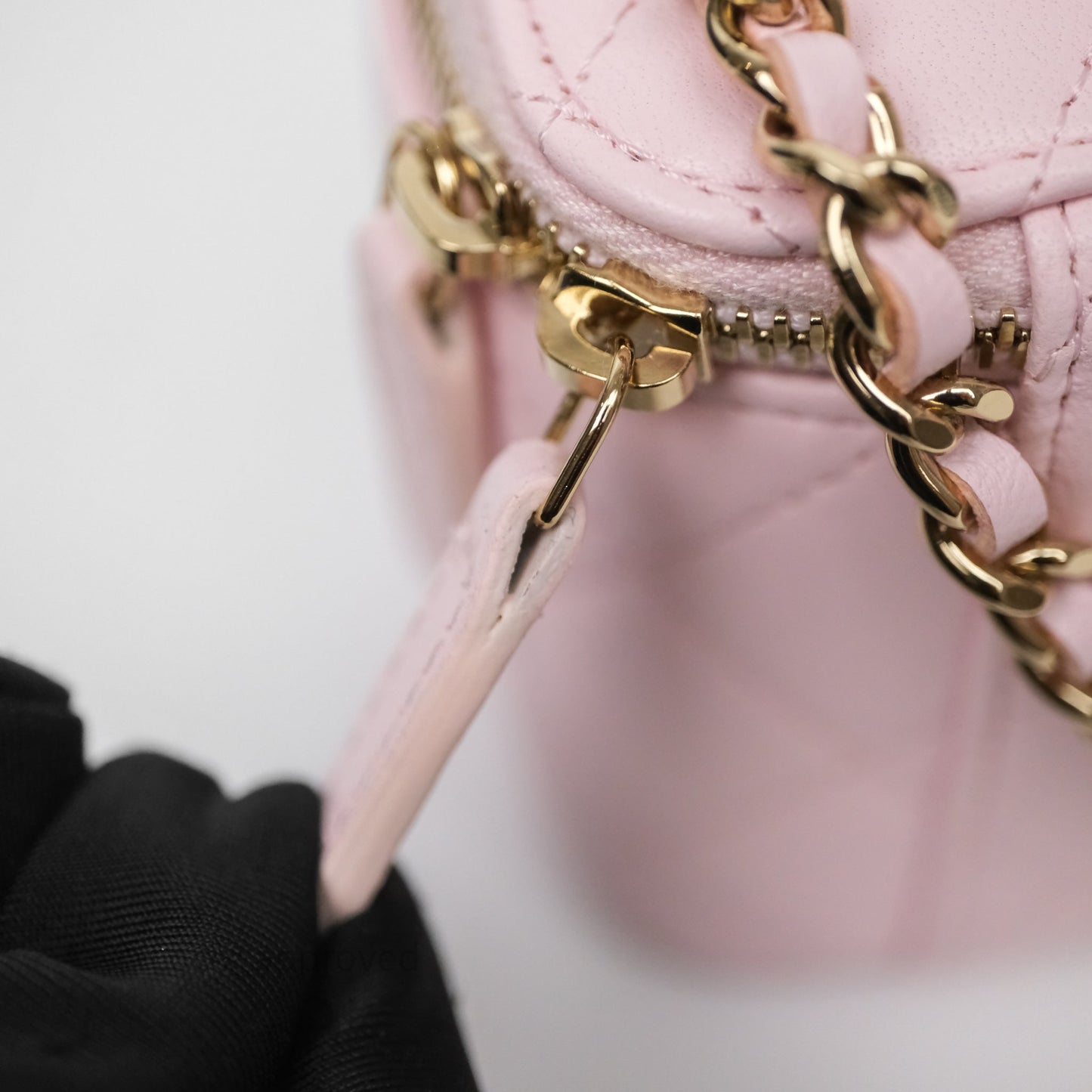 Chanel Mini Top Handle Vanity With Chain Pink Lambskin Gold Hardware