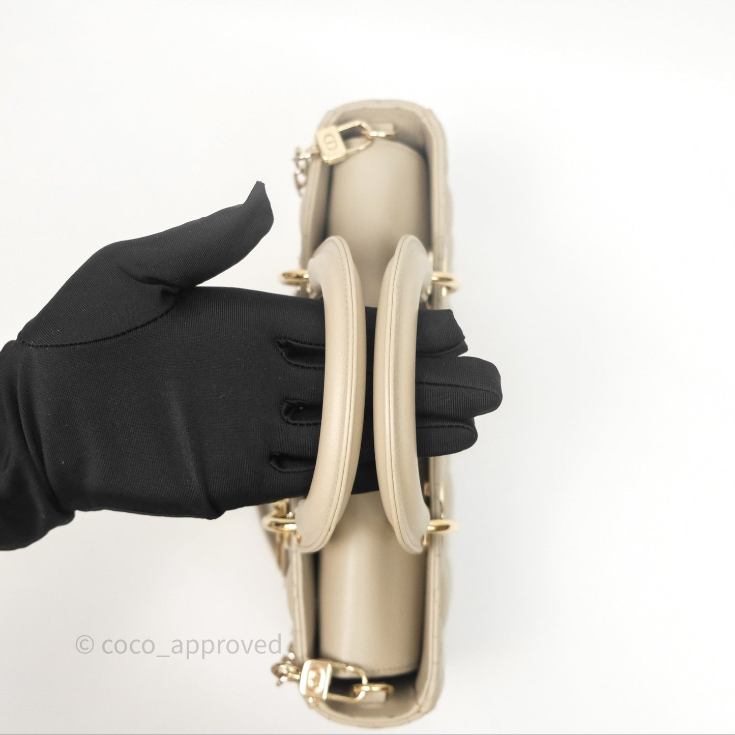 Dior Medium Lady D-Joy Bag Sand Lambskin Cannage Gold Hardware