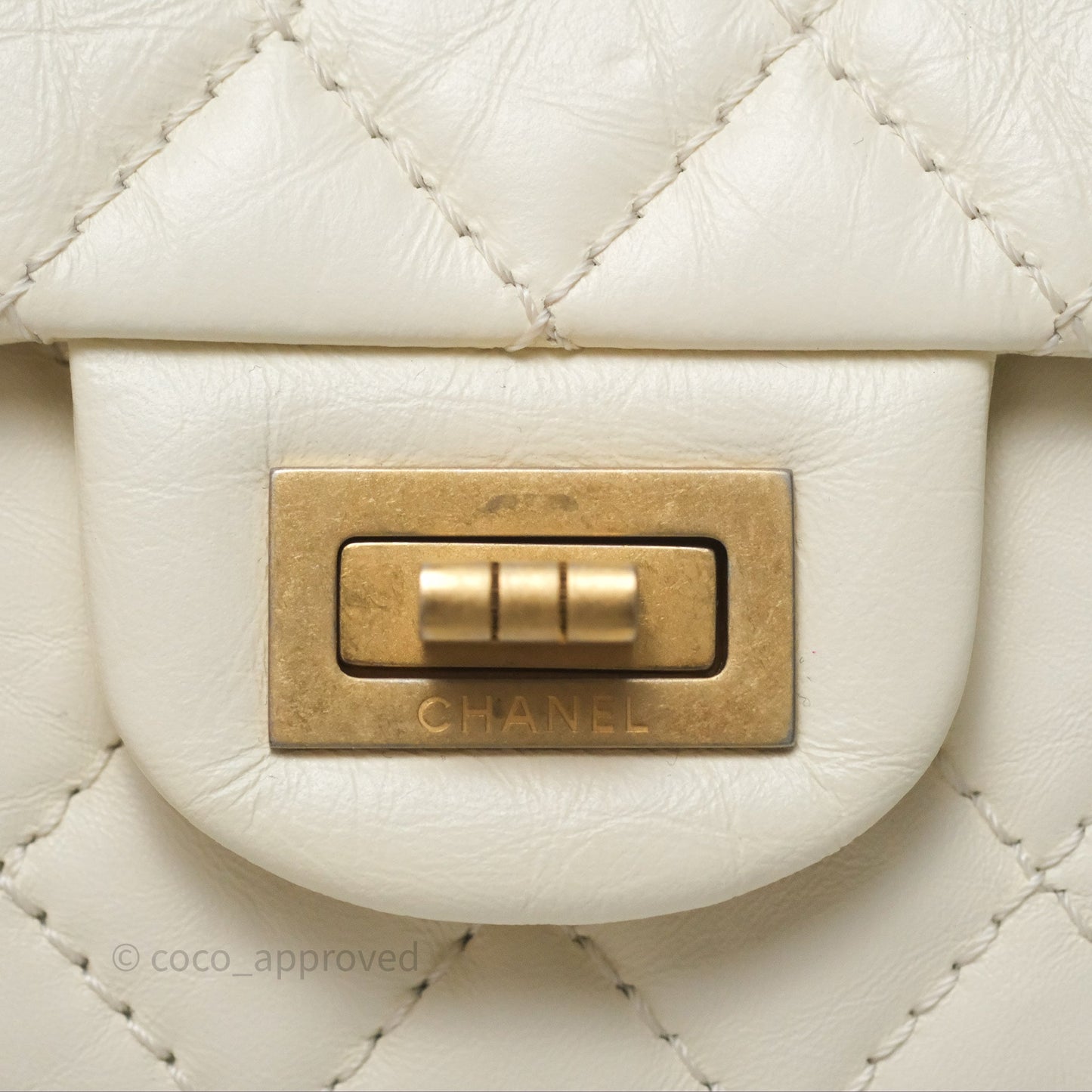 Chanel Mini Reissue 224 White Ivory Aged Calfskin Aged Gold Hardware