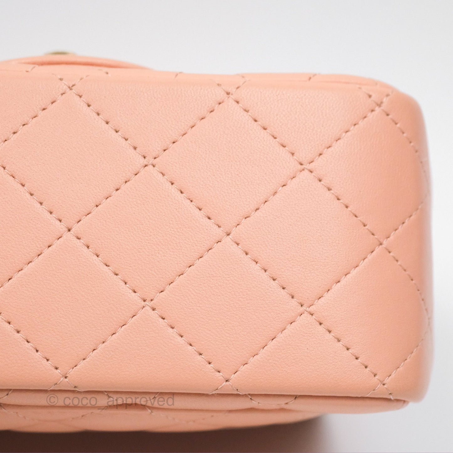 Chanel Quilted Mini Square Lambskin Light Beige Pink Gold Hardware