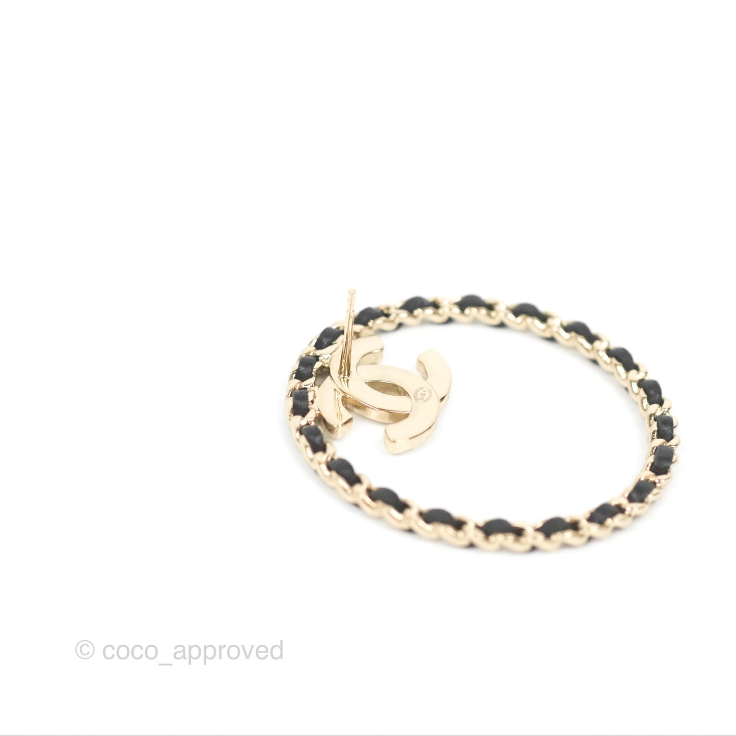 Chanel CC Crystal Round Woven Chain Earrings Gold Tone 22B