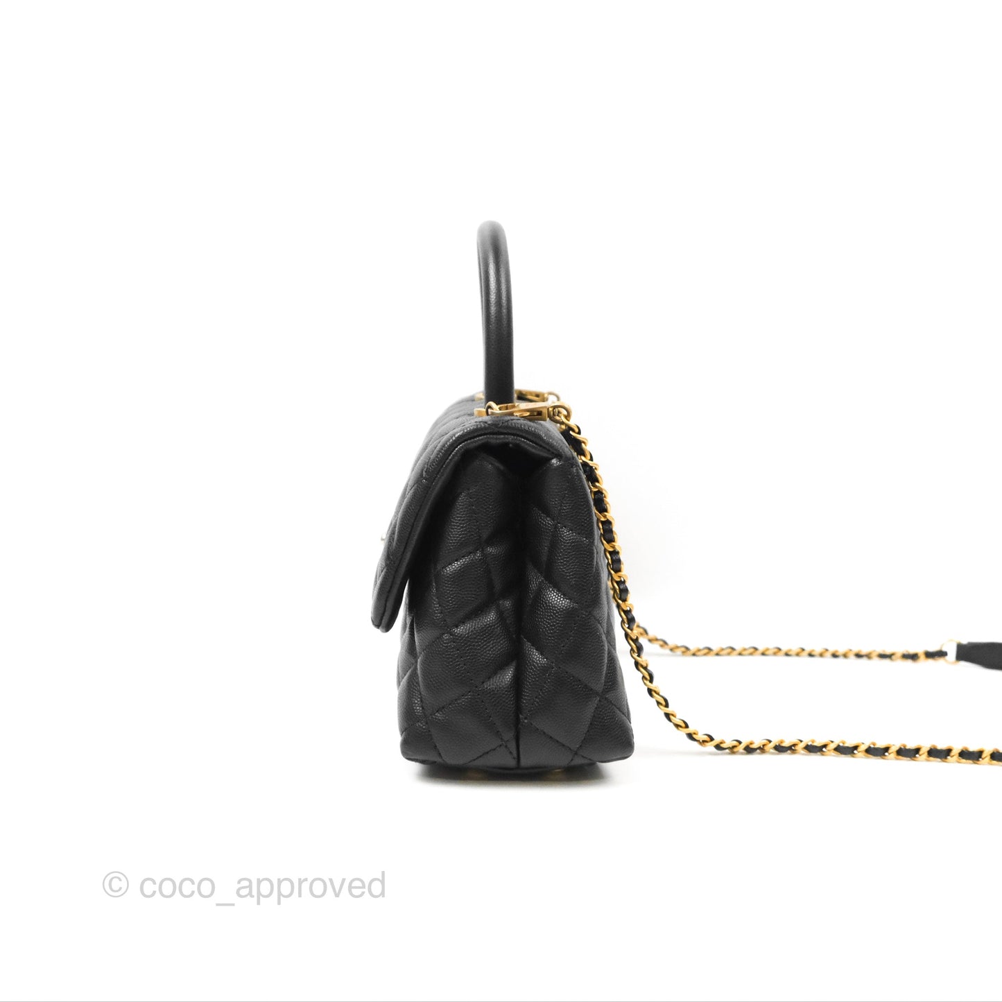 Chanel Small Coco Handle Quilted Black Caviar Gold Hardware