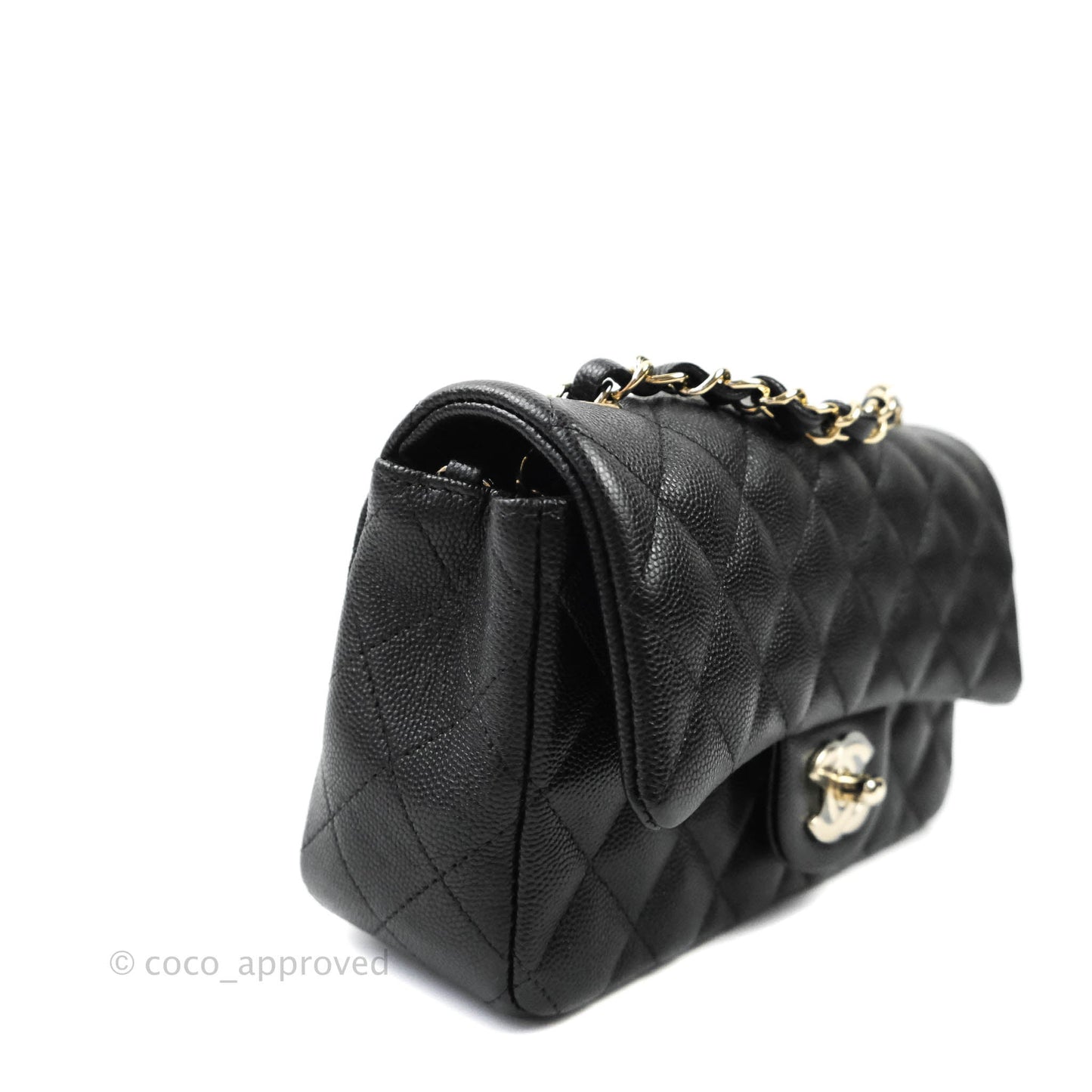 Chanel Classic Quilted Mini Rectangular Flap Black Caviar Gold Hardware 18B