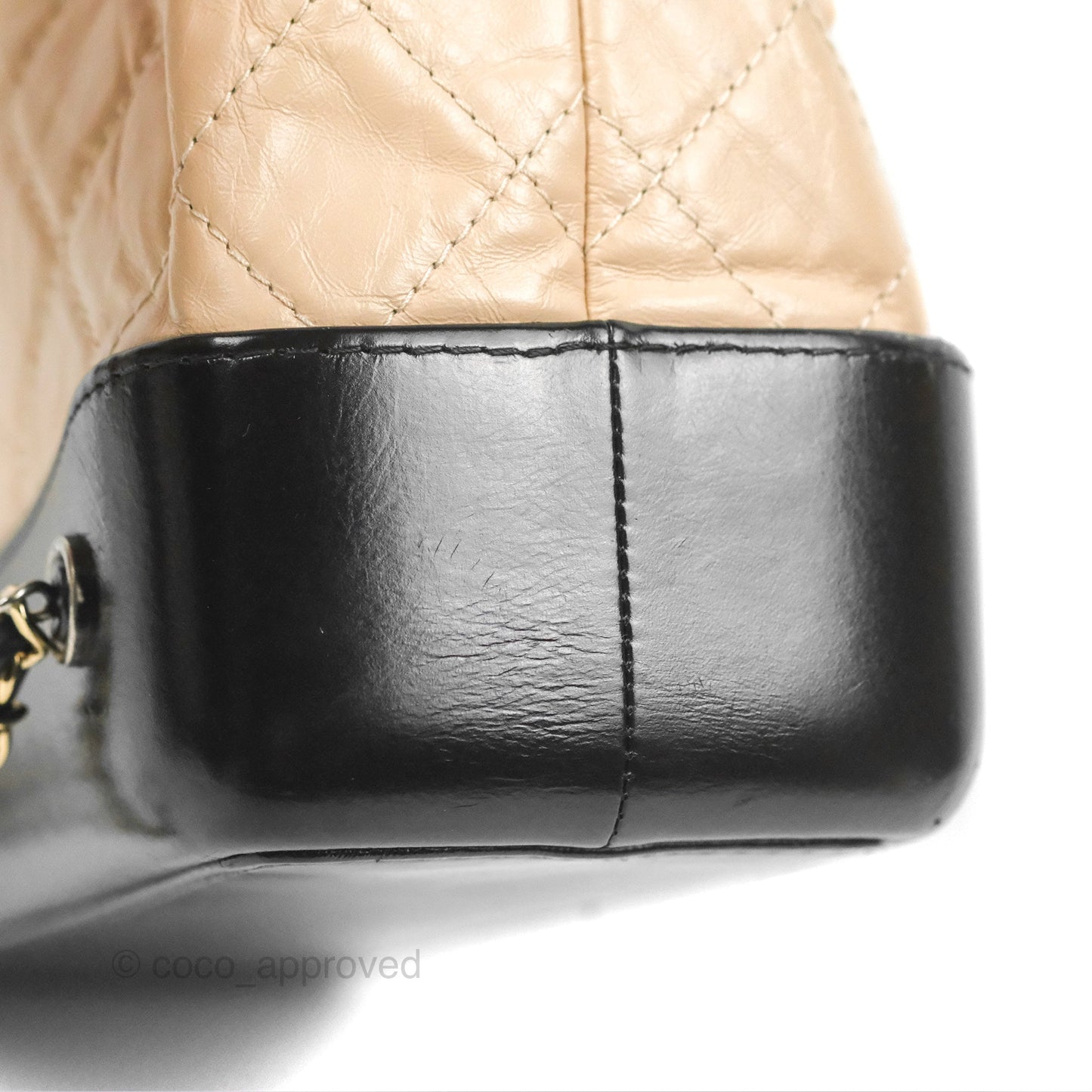 Chanel Small Gabrielle Backpack Beige Black Aged Calfskin