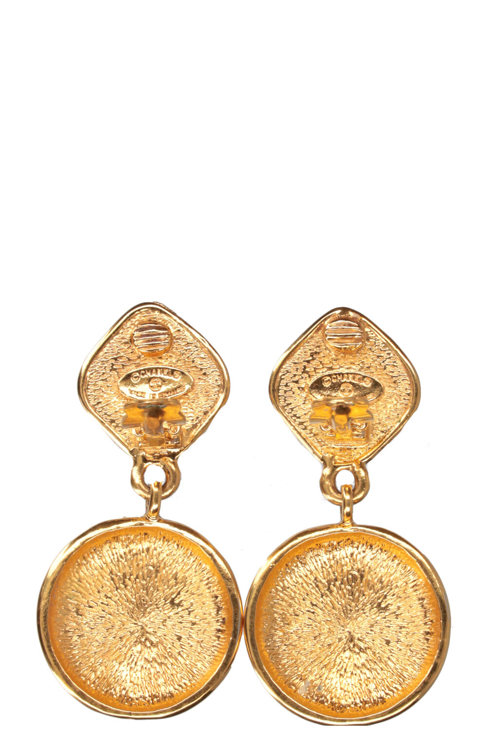 CHANEL Vintage Sunburst Clip Earclips Gold