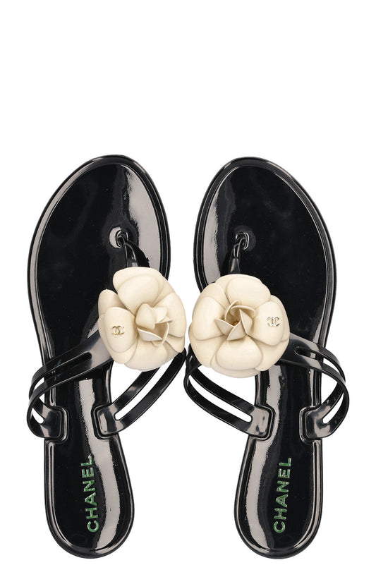 CHANEL Camelia Flats Black