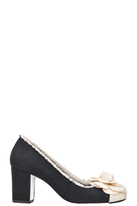 CHANEL Heels Camelia Tweed White