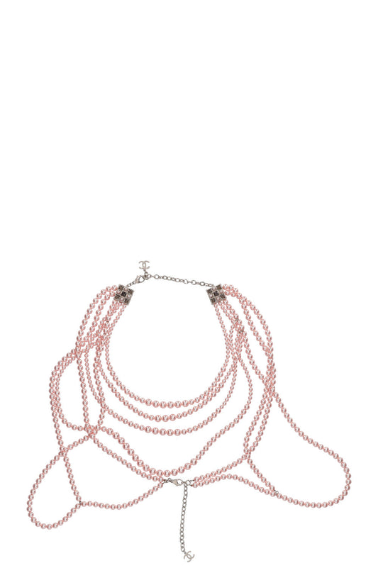 CHANEL Pearl Gripoix Harness Pink SS 2015