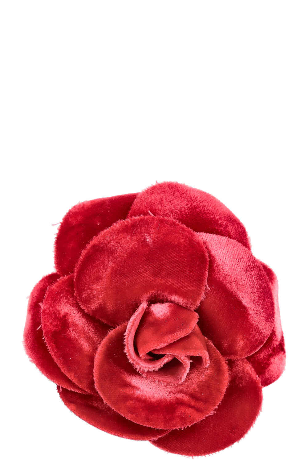 CHANEL Camelia Brooch Velvet Red
